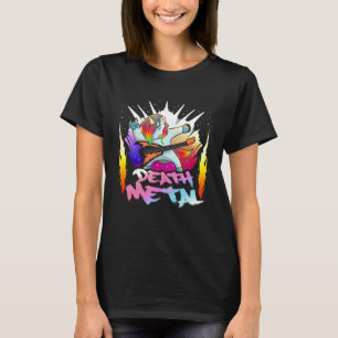 Death Metal Unicorn on Stage Rainbow Fire T-Shirt