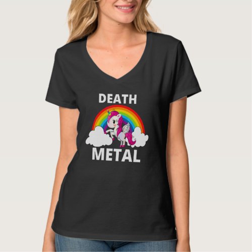 Death Metal Unicorn Rainbow Heavy Metal T_Shirt