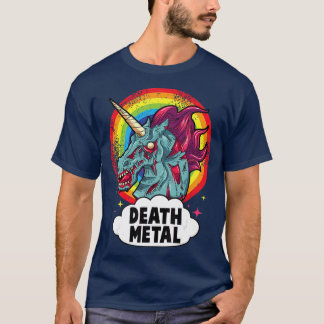 Death Metal Unicorn Rainbow Rocker Emo Zombie T-Shirt