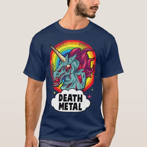 Death Metal Unicorn Rainbow Rocker Emo Zombie T_Shirt