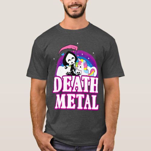 Death Metal  Unicorn Rainbow Satan Grim Reaper T_Shirt
