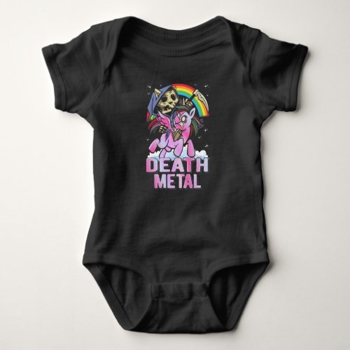 Death Metal Unicorn Reaper Rainbow Baby Bodysuit