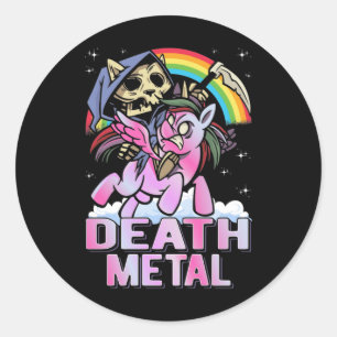 Death Metal Unicorn Reaper Rainbow Classic Round Sticker