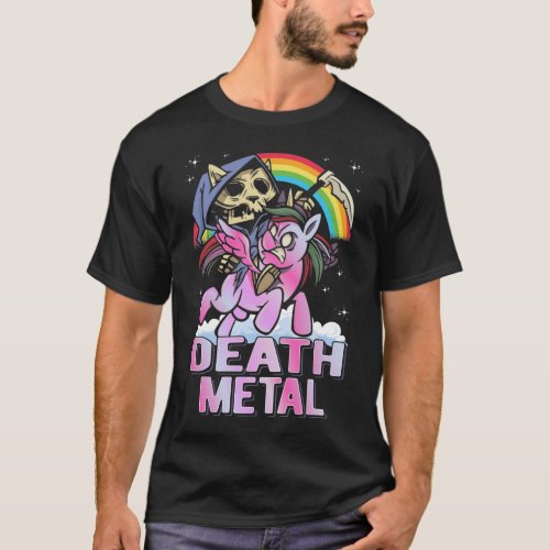 Death Metal Unicorn Reaper Rainbow T_Shirt