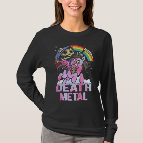 Death Metal Unicorn Reaper Rainbow T_Shirt