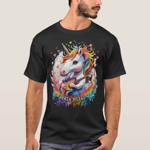 Death Metal Unicorn T_Shirt