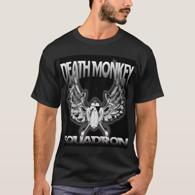 death monkey squadron on black T-Shirt (Front)