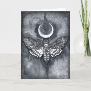 Death Moth Blank Greeting Card Crescent Moon by Deanna_Davoli at Zazzle