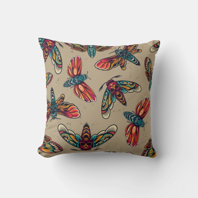 Death Moths Throw Pillow (Front)