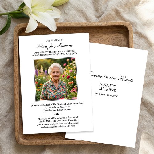 Death Notice and Funeral Invitation with Photo