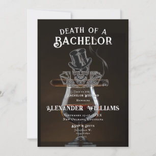 Death of a Bachelor Skull Poker Bachelor Party Invitation