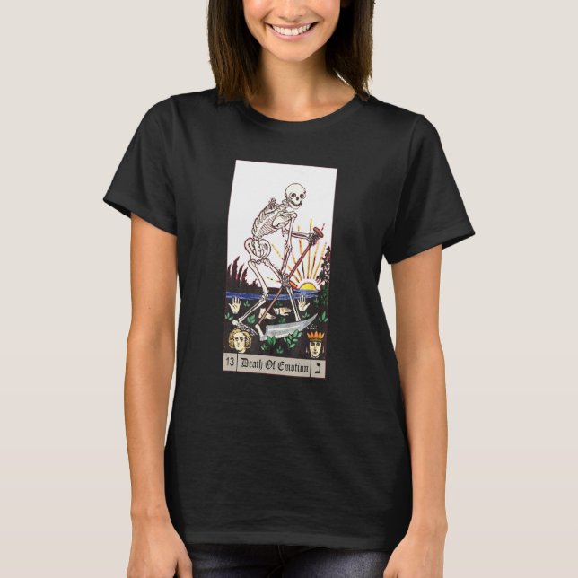 Death Of Emotion Tarot Card Aesthetic Skeleton Mys T-Shirt (Front)