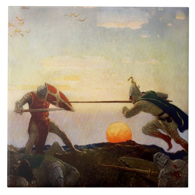 “Death of King Arthur and Sir Mordred” by NC Wyeth Ceramic Tile (Front)