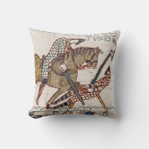 Death of King Harold Bayeux Tapestry Throw Pillow