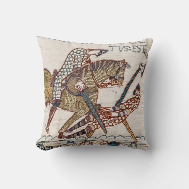 Death of King Harold (Bayeux Tapestry) Throw Pillow (Front)