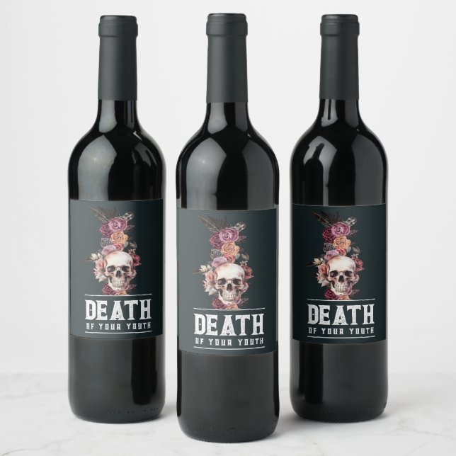 Death of your youth, funeral birthday  wine label (Bottles)