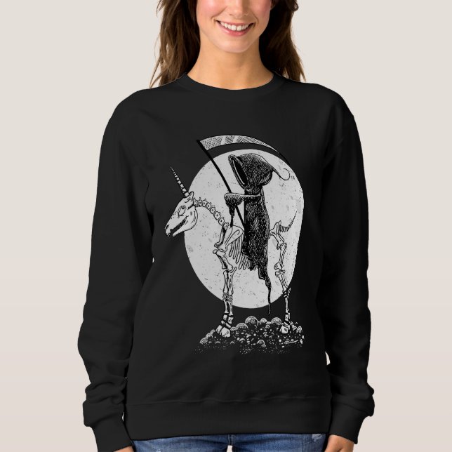 Death on a unicorn skeleton at full moon I Fantasy Sweatshirt (Front)