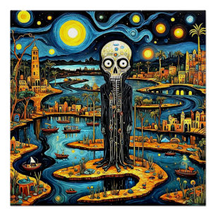 Death overlooking the landscape poster