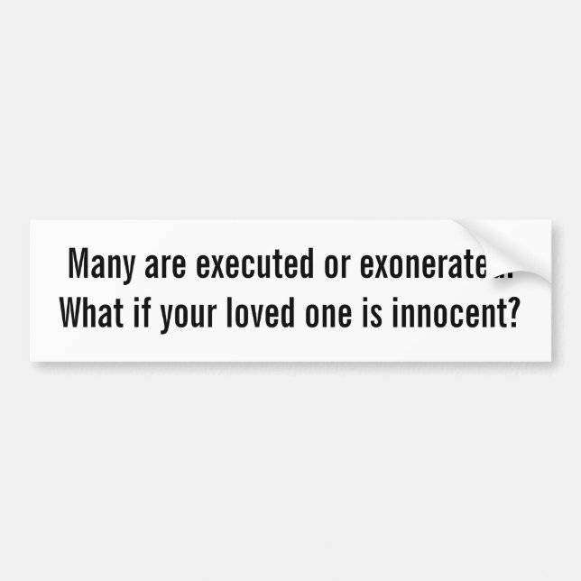 Death Penalty and Innocence Bumper Sticker (Front)