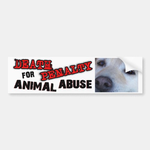 DEATH PENALTY FOR ANIMAL ABUSE Dog Bumper Sticker