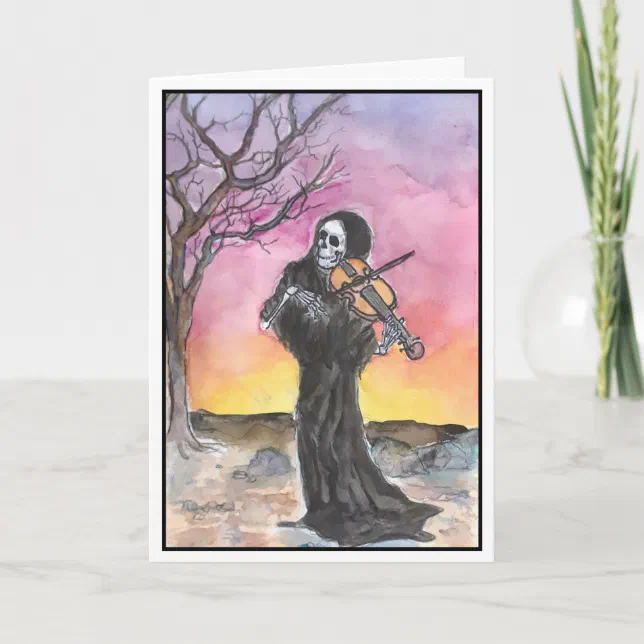 Death Plays The Violin Greeting Card | Zazzle