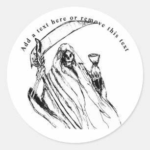 Death Reaper Sketch Classic Round Sticker