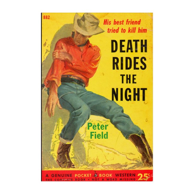 Death Rides the Night western book cover Acrylic Print (Front)