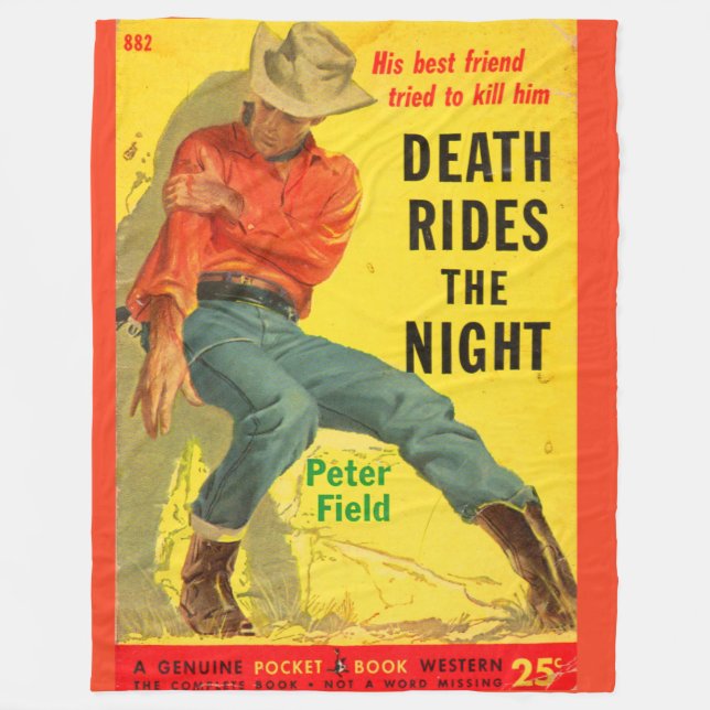 Death Rides the Night western book cover Fleece Blanket (Front)