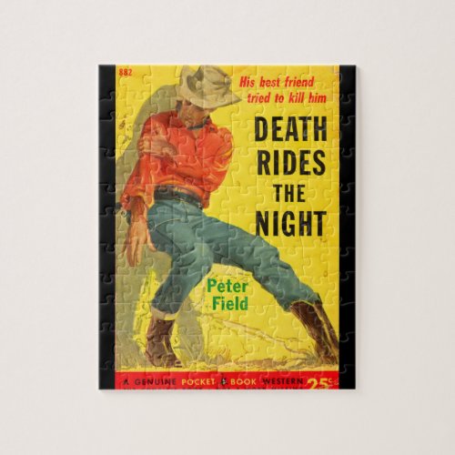 Death Rides the Night western book cover Jigsaw Puzzle