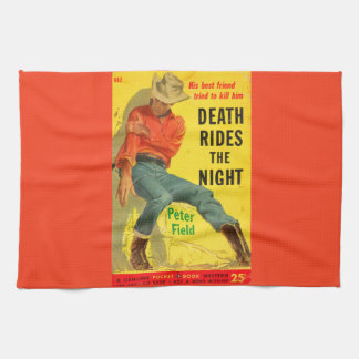 Death Rides the Night western book cover Kitchen Towel