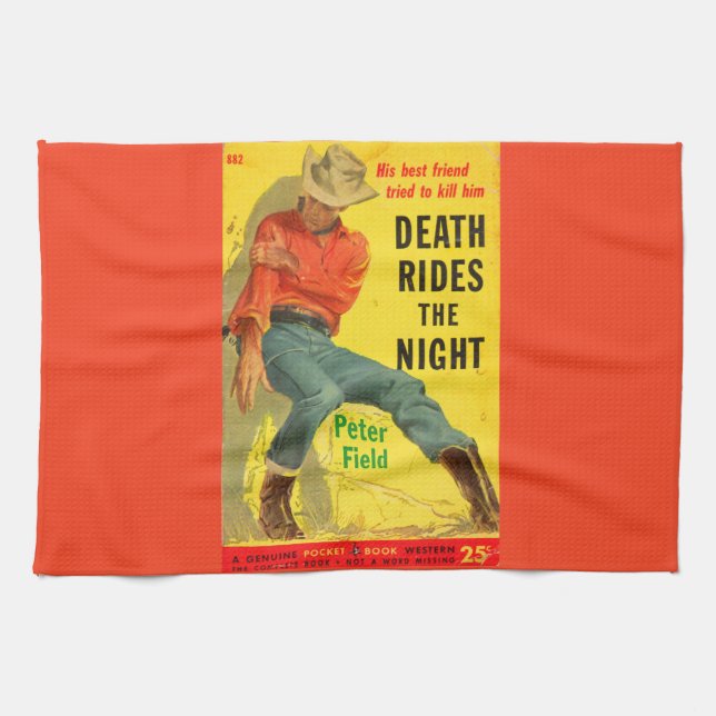 Death Rides the Night western book cover Kitchen Towel (Horizontal)
