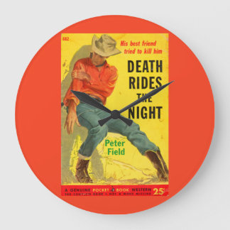 Death Rides the Night western book cover Large Clock
