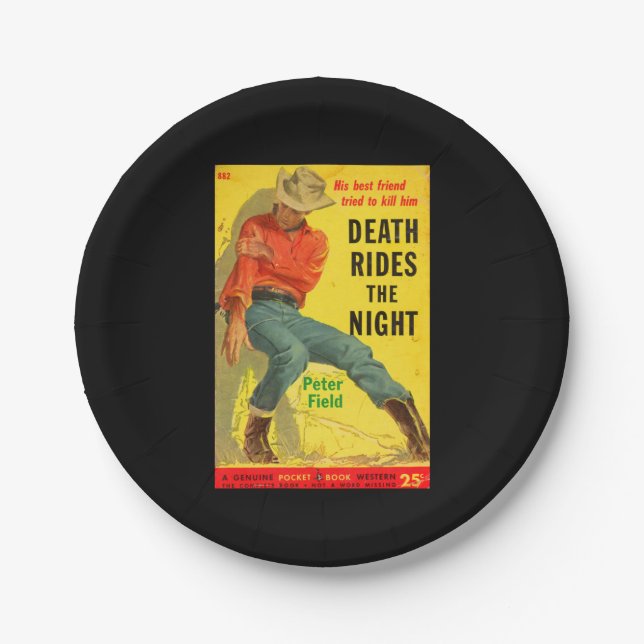 Death Rides the Night western book cover Paper Plates (Front)