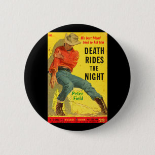 Death Rides the Night western book cover Pinback Button
