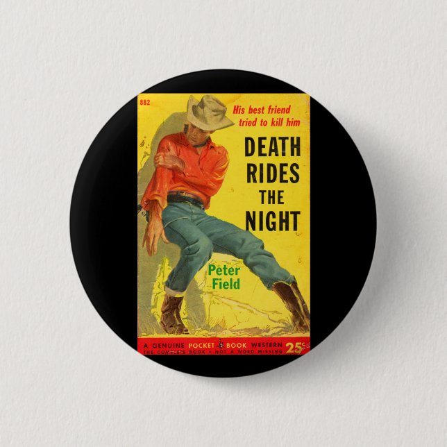 Death Rides the Night western book cover Pinback Button (Front)