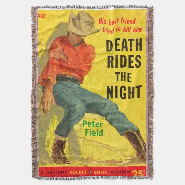Death Rides the Night western book cover Throw Blanket (Front Vertical)