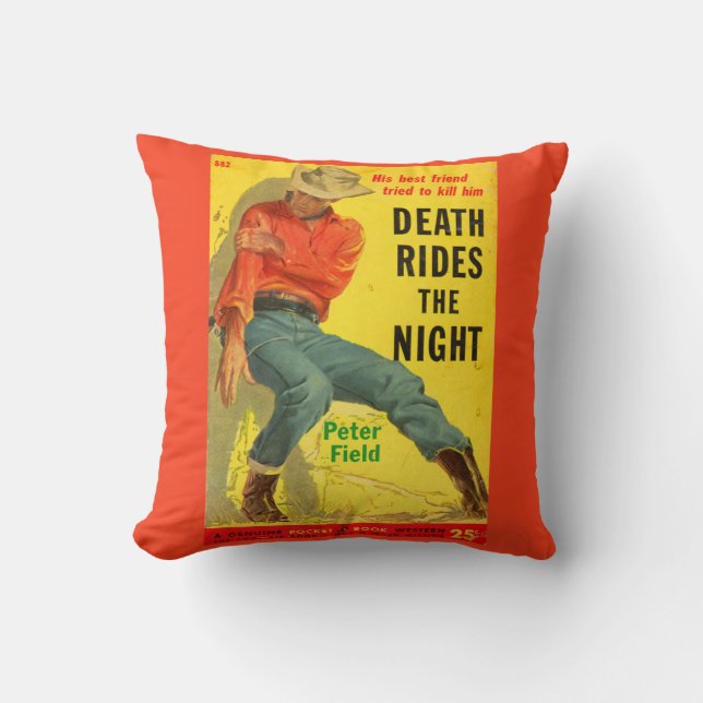 Death Rides the Night western book cover Throw Pillow (Front)
