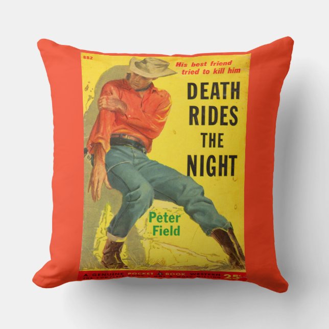 Death Rides the Night western book cover Throw Pillow (Front)