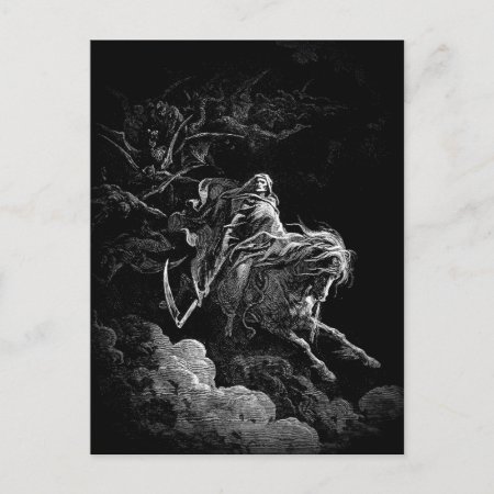 Death Riding Accross A Night Sky Postcard