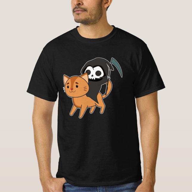 Death Riding Cat Funny - Funny Cats T-Shirt (Front)