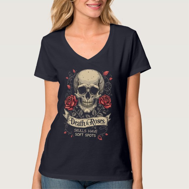 Death & Roses: Skulls Have Soft Spots T-Shirt (Front)