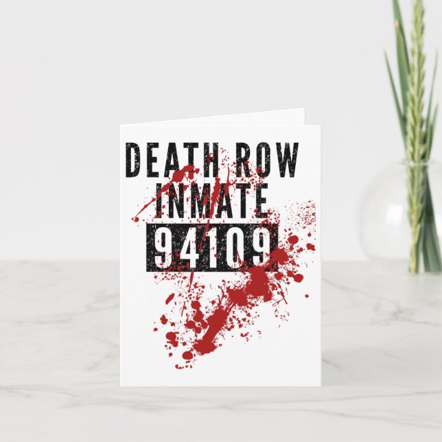 Death Row Inmate 94109 Bloody Costume For Hallowee Card (Front)