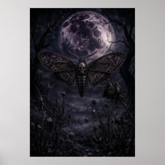 Death’s-Head Moth Gothic Moon Art Print