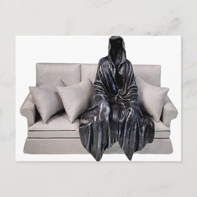 Death sitting on a couch postcard (Front)