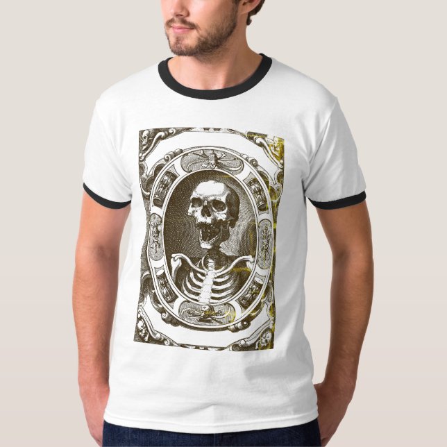 Death Skeleton Skull Line Art T-Shirt (Front)