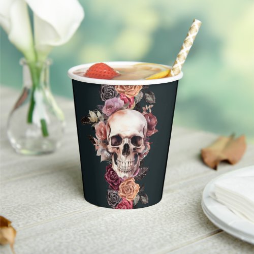 Death skull floral  paper cups