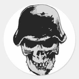 Death skull stalhelm classic round sticker