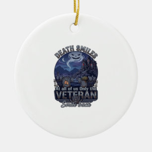 Death Smiles Veteran Halloween Ghost Graveyard Hau Ceramic Ornament