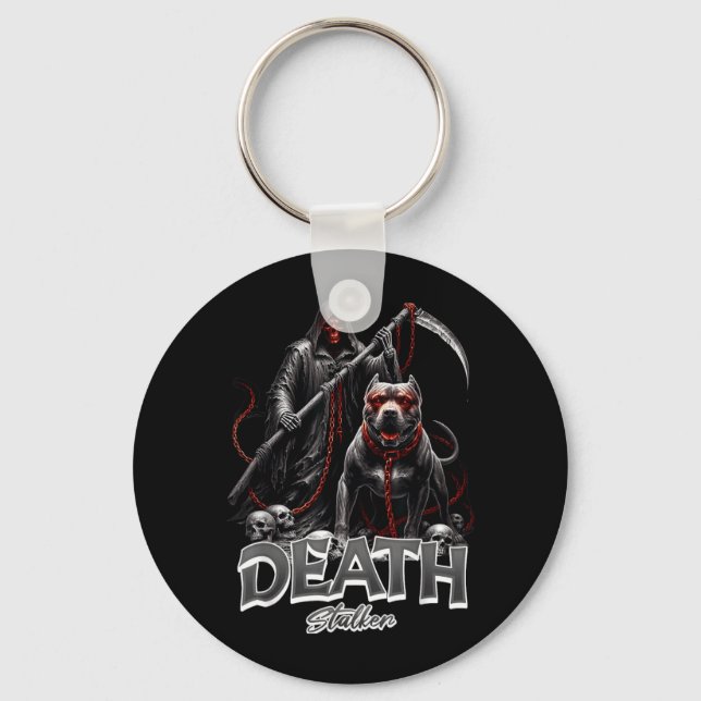 Death Stalker Grim Reaper Dog Halloween Keychain (Front)