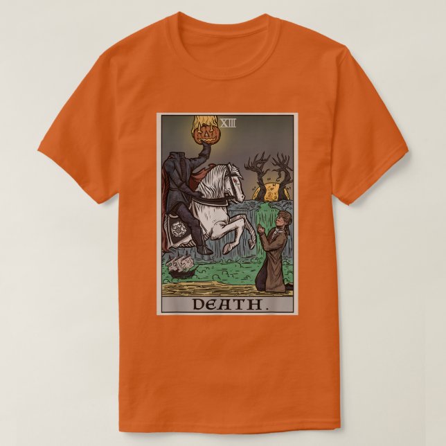 Death Tarot Card Headless Horseman Gothic Spooky H T-Shirt (Design Front)